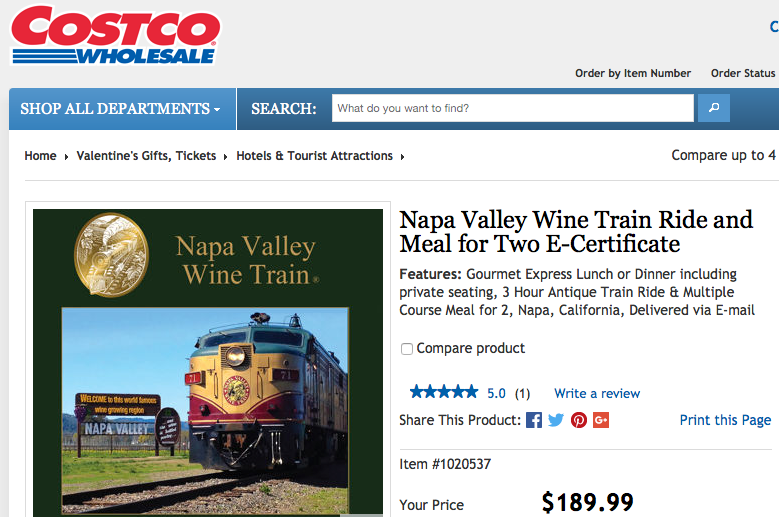 Napa Valley Wine Train Costco discount - worth it?